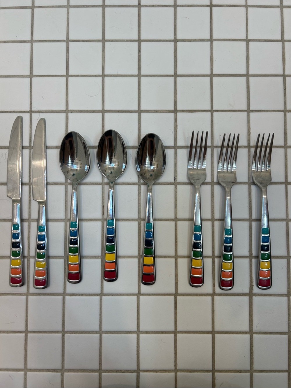 FIESTA Fiestaware 8Pc Flatware Set Celebration Masquerade Rainbow Setting